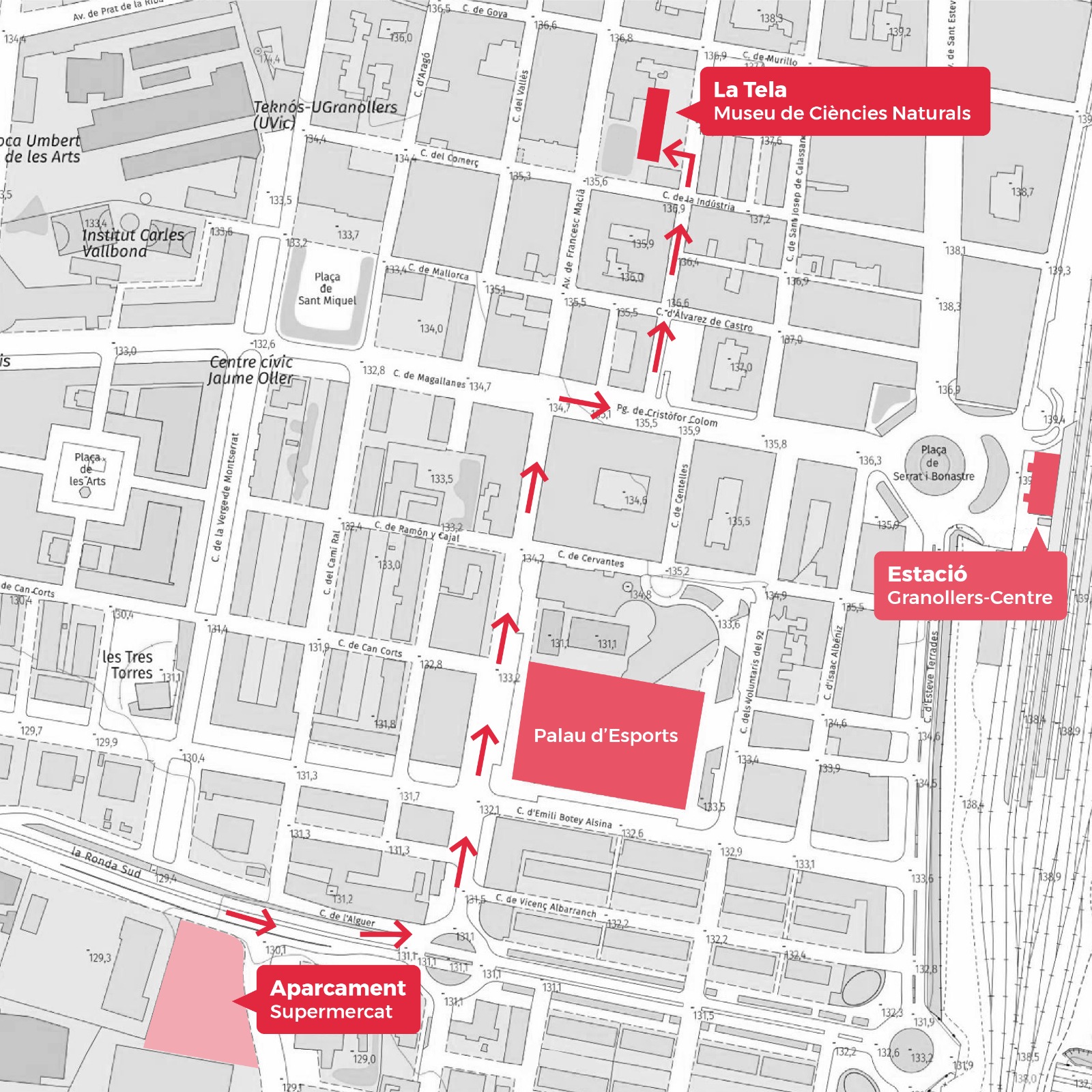 Mapa d'aparcament Museu de la Tela Granollers